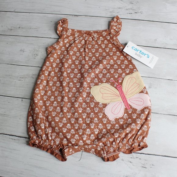 Carter's Other - Carter's Baby Girl's Bubble Romper Summer Outfit Size 3 Months Brown